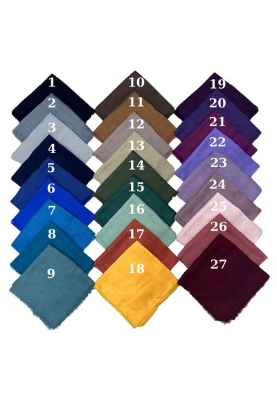 Özense 27 Adet Her Renkten 1 Tane Kombin Veya Hediyelik Düz Flamlı Pamuklu 100x100 Cm Eşarp Karışık-cont19