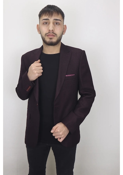 Dmctekstil Duayen Erkek İtalyan Kesim Dar Kalıp Tek Düğme Yazlık Blazer Ceket Bordo