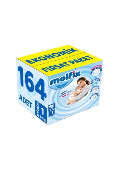 Molfix Bebek Bezi Beden:1 2-5 kg Yeni Doğan 164 Adet