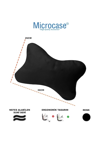 Microcase 3d Ortopedik Oto Araç Oyuncu Koltuk Bel Destek Yastığı 36x26cm 1 Adet Al4336 Siyah