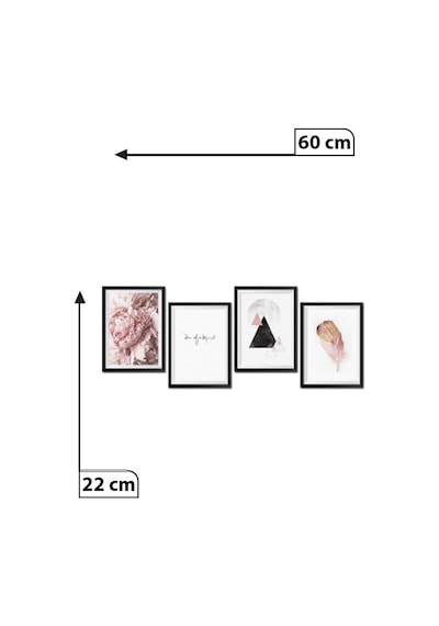 4 Parça Dekoratif Mdf Tablo Seti Çerçeve Görünümlü Dekoliadkd032