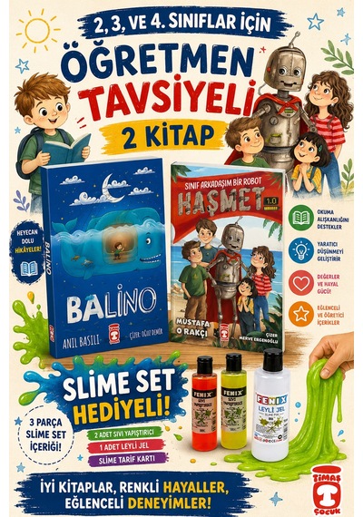 Timaş 2,3. Ve 4.sınıflar İçin Balino-sınıf Arkadaşım Bir Robot Haşmet Slime Set Hediyeli
