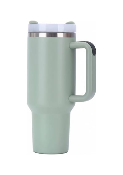 Perlotus 1200 Ml Pipetli Termos Matara Çift Katman Çelik, 6 Saat Soğuk Tutma Sızdırmaz Yeşil
