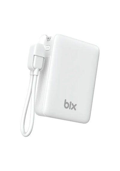 Bix Pb116 10000mah Pd20w Hızlı Şarj Dahili Type-c Kablolu Mini Powerbank Led Ekranlı Type-c & Usb-a Beyaz