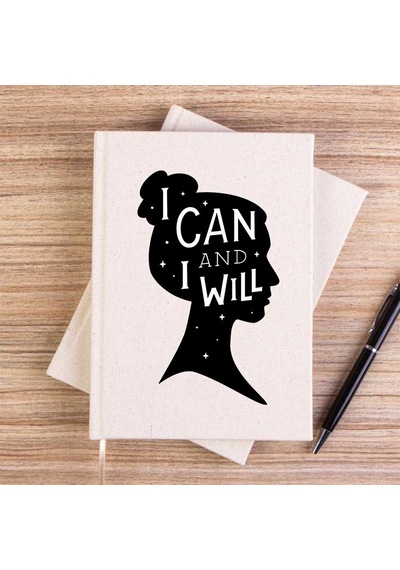 I Can And I Wil Krem Çizgisiz Kanvas Defter