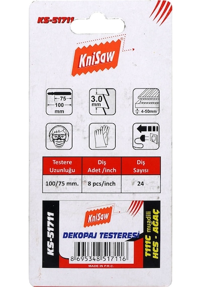 Knisaw KS51711 Ahşap Kesim Dekupaj Testere Ağzı Yedek Bıçak 5'Li