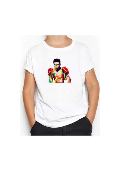 Zepplin Giyim Muhammad Ali Mozaik Beyaz Çocuk Tişört Beyaz
