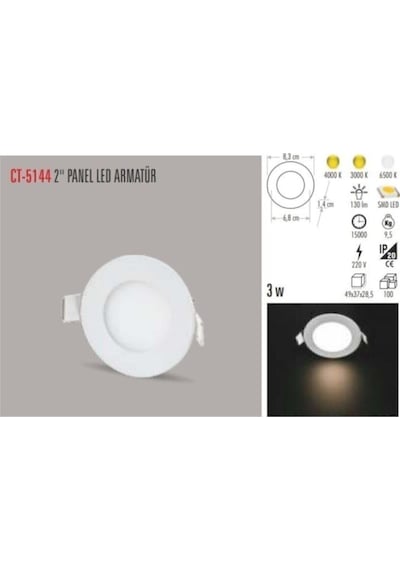 Ct 5144 10 Adet 3 Watt Slim Led Panel Beyaz Işık Diğer