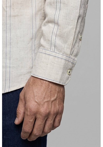Bisse Lacivert Regular Fit Keten Uzun Gömlek Gmktn261081 C39
