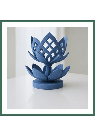 En-cag 3d Baskı Lotus Çiçeği Mumluk - Dekoratif Tealight Mumluk-mavi Bss