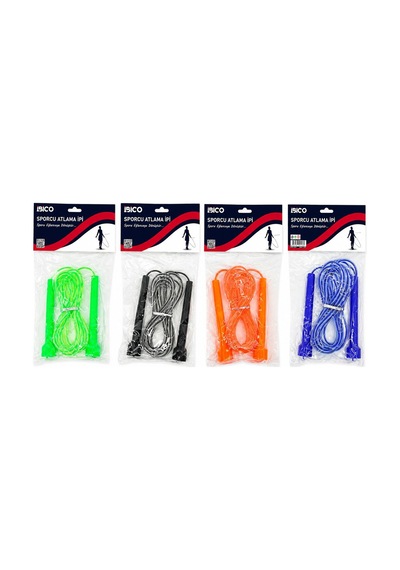 İbico İ19-016 Pvc Atlama İpi - Plastik Tutacaklı Renkli İp- 12'li Paket