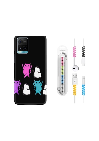 Vivo Y33S Kılıf Kablo Koruyuculu Cat Dance 1824