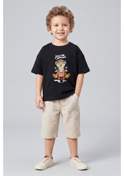 Dmb Boys & Gırls Erkek Çocuk Ayıcık Baskılı Tshirt 1-7 Yaş Füme-2796