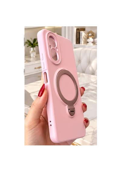 Realme C67 İle Uyumlu 360 Derece Dönebilen Kalın Metal Magsafe Halka Stantlı İçi Kadife Korumalı Ultra Lüx Premium Silikon Kılıf Pembe Realme C67 İle Uyumlu 360 Derece Dönebilen Kalın Metal Magsafe Halka Stantlı İçi Kadife Korumalı Ultra Lüx Premium Silikon Kılıf Pembe