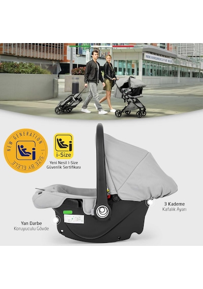 Elele Flight 2 Kabin Tipi Travel Sistem Bebek Arabası Gri