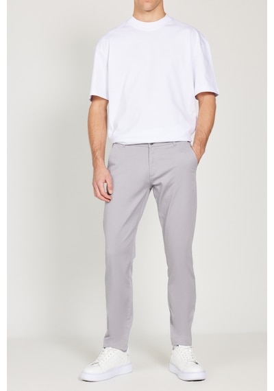 AC&Co / Altınyıldız Classics Erkek Grı Slim Fit Dar Kesim Pamuklu Esnek Chino  Pantolon Gri