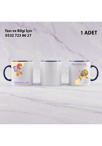 Okul Öncesi Öğretmeni Öğretmenler Günü Kişiye Özel İsim Yazılır Kupa Bardak Öğretmene Hediyelik Lacivert