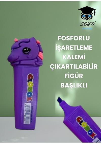 Fosforlu İşaretleme Kalemi Çıkartılabilir Figür Başlıklı Yeşil