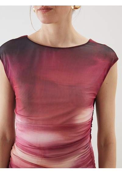 Lcwaıkıkı Classic Pembe Kayık Yaka Batik Desenli Kadın Body