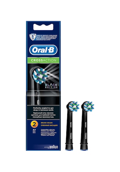 Oral-B Cross Action Şarjlı Diş Fırçası Yedek Başlığı Siyah 2'li
