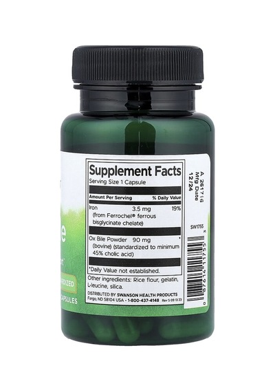 Swanson Vitamins, Ox Bile, 60 Capsules