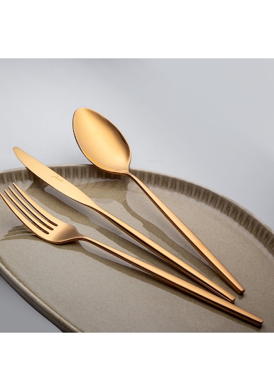 Jumbo 5900 Infinity Titanyum Bronz 12 Kişilik 84 Parça Çatal Kaşık Bıçak Takımı Titanyum Bronz