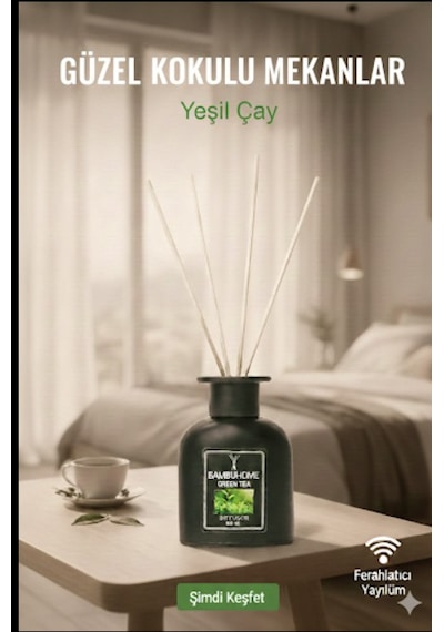 Bambuhome Dıffuser Oda Ofis Ortam Kokusu Green Tea 120 Ml Reed Dıffuser Yeşil Çay