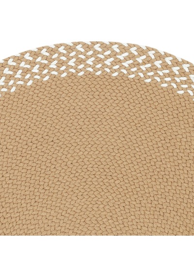 Cool Halı Glenn Kahve Krem Oval Pamuklu Kilim El Dokuması Örgü Çift Taraflı Yıkanan Mutfak Kilimi Kahverengi