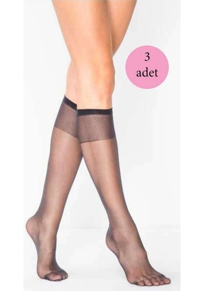 3 Adet Kadın Diz Altı Parlak Fit 15 Denye Çorap Siyah Beden: Standart Diğer