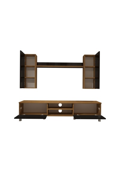 Decoraktiv Eko 7 Mdf Dvd Krom Ayaklı Tv Ünitesi Tv Sehpası Pera - Siyah