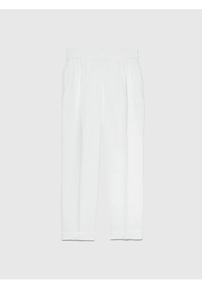 Sisley Keten Beli Lastikli Önü Pileli Pantolon Kadın Beyaz Pantolon - 325p4aghlf00s
