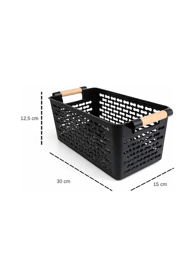 İndecor Houseware 2 Adet Çok Amaçlı Plastik Tutacaklı Organizer Sepet Dolap İçi Çekmece Düzenleyici - Siyah