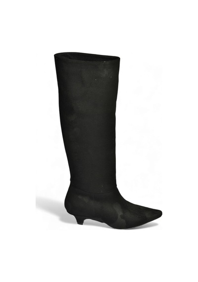 Fox Shoes V404012302 Siyah Süet Kısa Topuklu Kadın Çizme Siyah