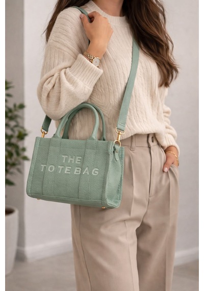 Alyora Mint Yeşili Mini Tote Çanta Şık & Günlük Omuz Çantası Yeşil