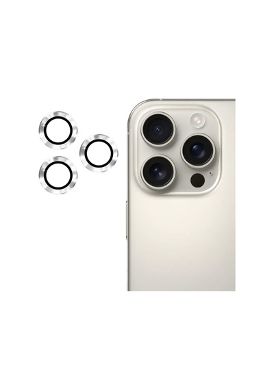 Apple Uyumlu iPhone 16 Pro / 16 Pro Max Alüminyum Seri Kamera Lens Koruyucu Beyaz Beyaz