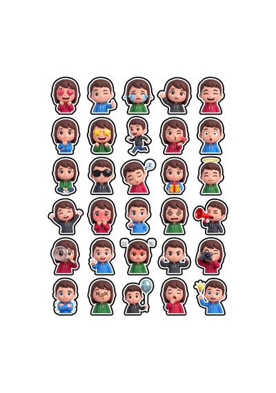 Sevimli Karakterler Chibi Sticker Seti 150 Adet - 5'li Mega Paket No30 - Laptop Defter Ajanda Çok Renkli
