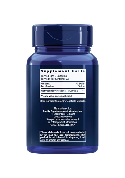 Life Extension Msm 1000 Mg Methylsulfonylmethane Joints Antioxidant Support 100 Caps