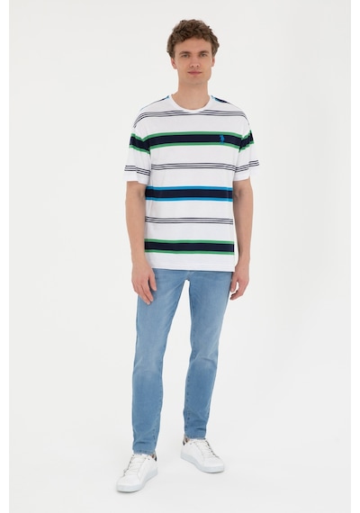 U.S. Polo Assn. Erkek Comfort Fit Bisiklet Yaka Ekru Tişört 50287038-VR019