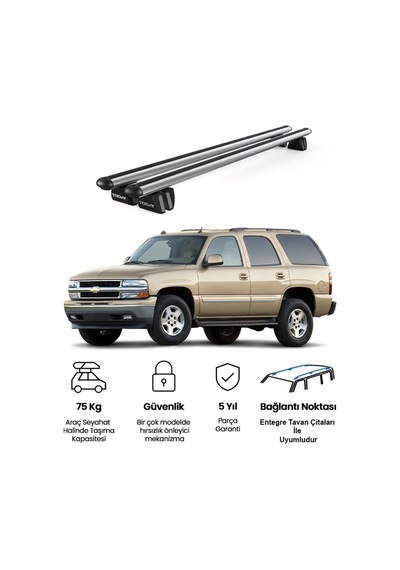 Pençe Chevrolet Tahoe 2000-2006 Uyumlu Gri Ara Atkı 135cm Port Bagaj Tavan Barı