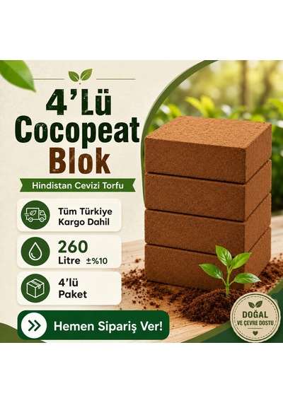 4'lü Sıkıştırılmış Cocopeat Kokopit Blok - 20 Kg 260 Litre 1