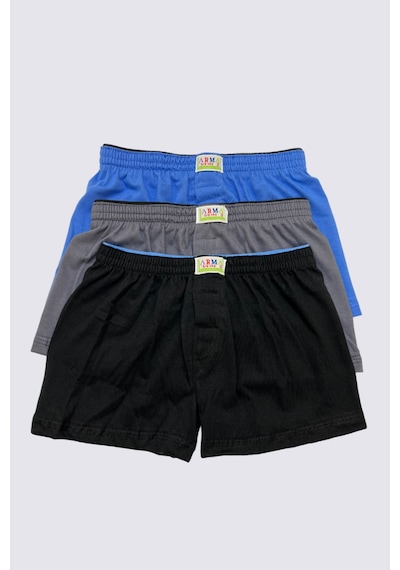 Arma Yıldız Karışık Renkli Erkek Çocuk Havlu Bel Boxer 3'lü Paket %100 Pamuklu Çok Renkli
