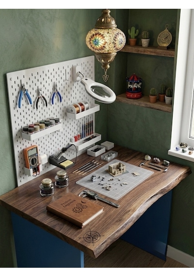 Ikea Skadis Uyumlu Beyaz Delikli Pano Duvar Organizeri Farklı Ebatlar 56 x 56 CM