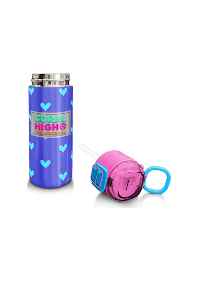 Coral High Kids Lavanta Pembe Kalp Desenli Pipetli Ve Direkt İçim Çelik Termos 500 Ml 31922 Lavanta - Pembe