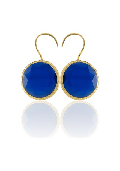 Kadir Jewellery 22 Ayar Altın Kaplama Kadın Taşlı Küpe -el İşçiliği Ve Hipoalerjenik Küpe Parlement Mavisi 66877294