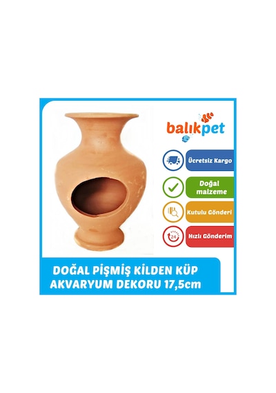 Doğal Kil Küp Akvaryum Dekoru 17.5 x 11cm