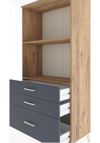 Hyperion Dolap 2 Raflı 3 Çekmeceli 88x44x182 Çam-antrasit Atlas Çam
