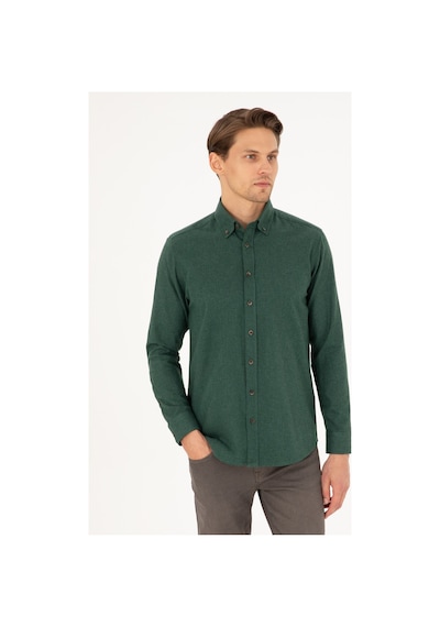 Pierre Cardin Regular Fit Uzun Kollu Gömlek 1960022 Yeşil