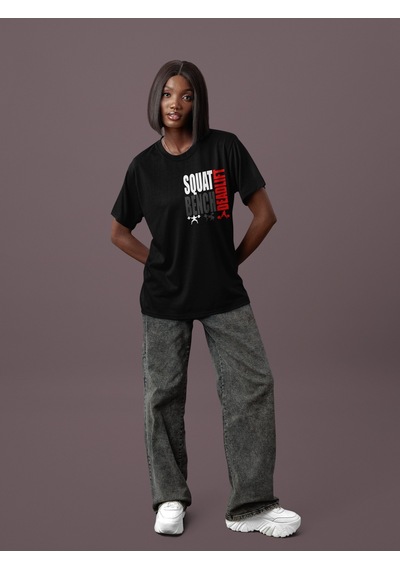 Squat Bench Deadlift Sırt Baskılı Unisex Oversize Sporcu Fitness Siyah