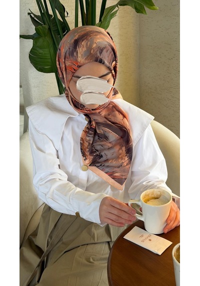 Qalortex Scarf Pamuklu Soft Lara Desen Eşarp-orange