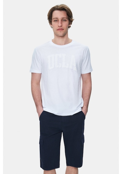 Ucla Blewın Lacivert Kargo Cepli Gabardin Nakışlı Standard Fit Erkek Şort Lacivert